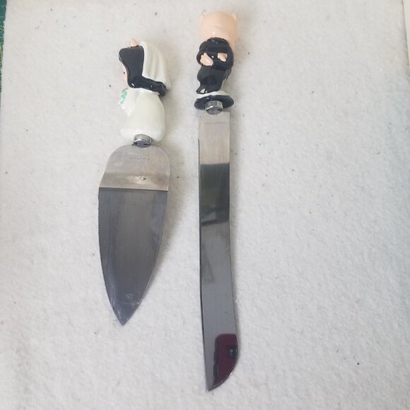 Cake Server Knife Set VTG Looney Tunes Porky/ Petunia Pig Wedded Bliss Wedding - Picture 7 of 9